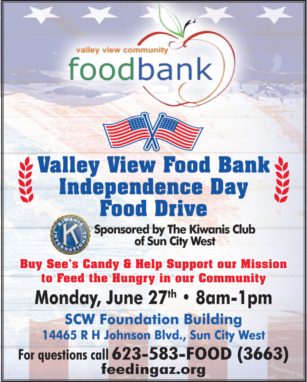 June 22, 2022 Independence Day Food Drive Valley View Community Food Bank